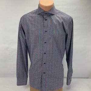 Eton of Sweden L/S Slim Plaid 15.5 Med EUC